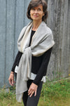 Alpaca & Silk Scarf, Steel with Almond Stripe
