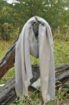 Alpaca & Silk Scarf, Steel with Almond Stripe
