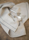 Linen Tea Towels Natural with Grey Stitch Set of 2