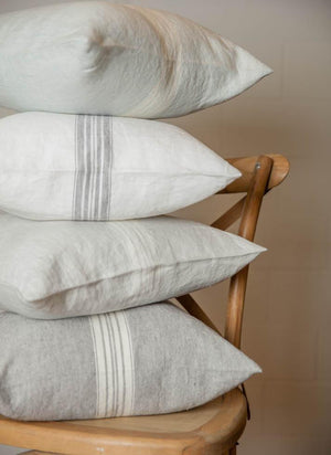 Linen Pillow Cover Charcoal/White
