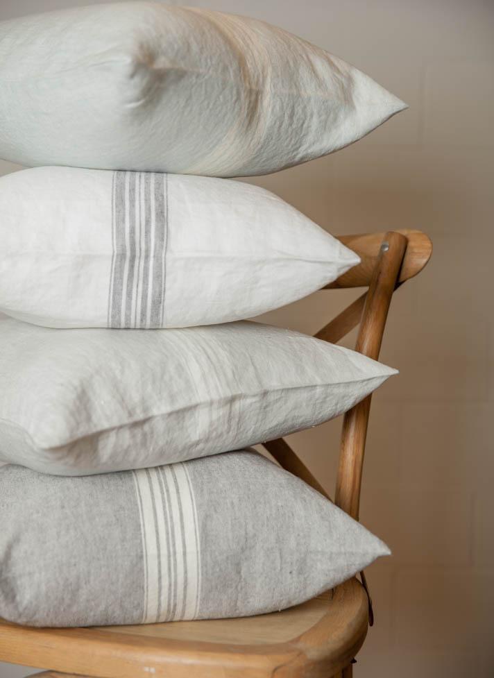 Linen Pillow Cover White/Charcoal