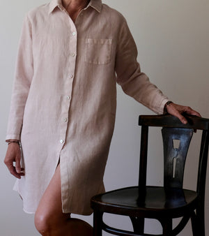 Charlotte Long Sleeved Shirt Dress, Pink