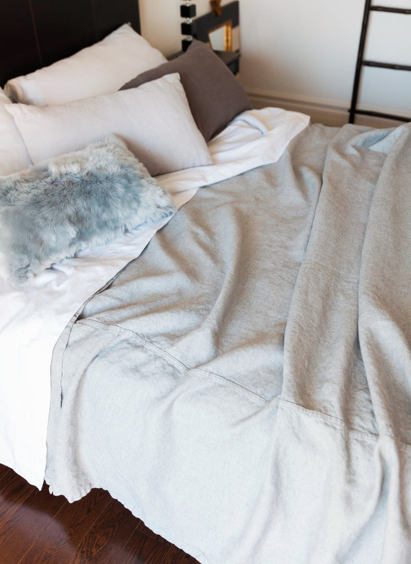 Linen Bedspread Grey
