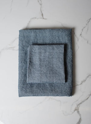 Linen Washcloth Blue