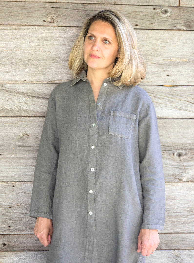 Charlotte Long Sleeved Shirt Dress, Charcoal