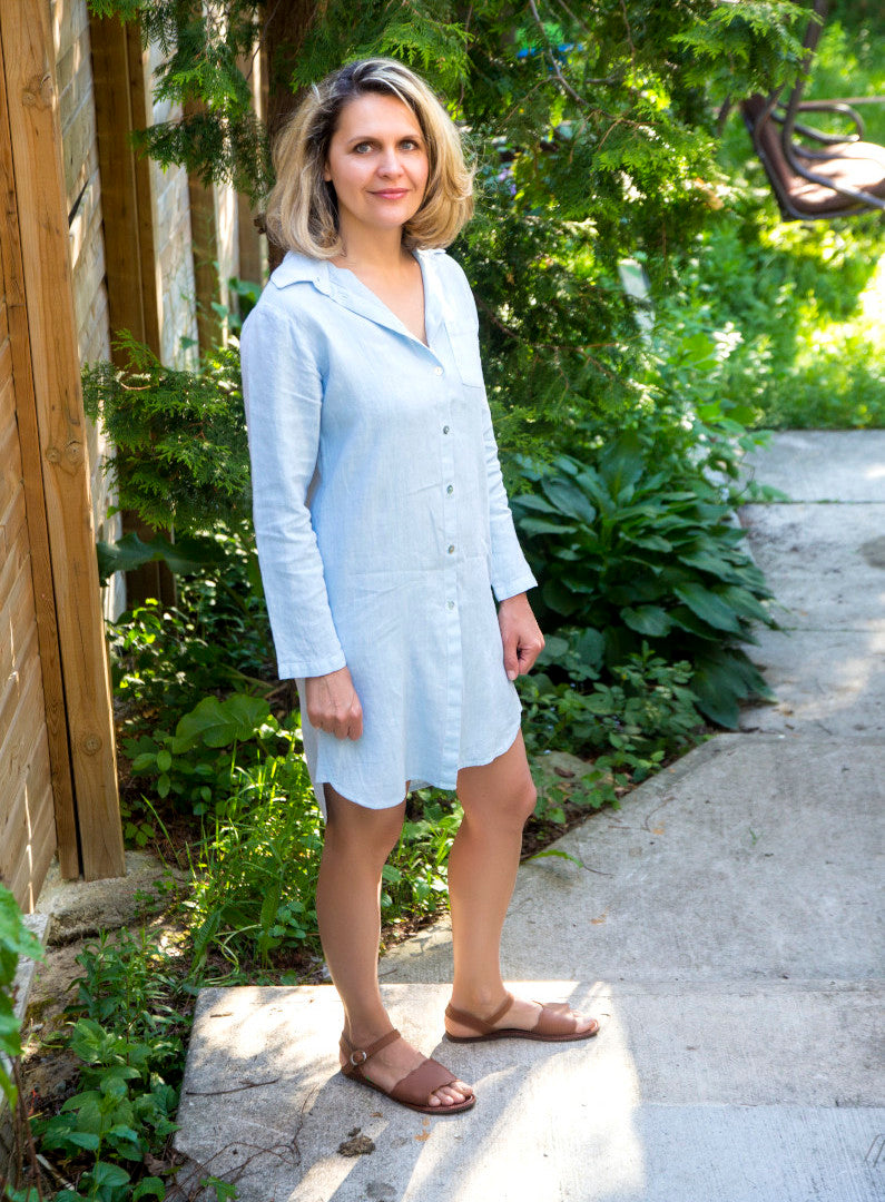 Charlotte Long Sleeved Shirt Dress, Light Blue