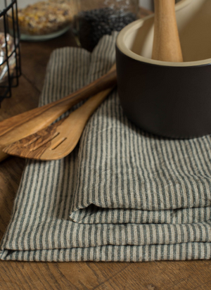 Linen Tea Towel Natural with Black Stripes