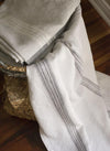 Linen Throw White with Charcoal Stripes