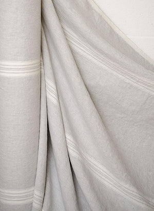 Linen Fabric Grey with White Stripes