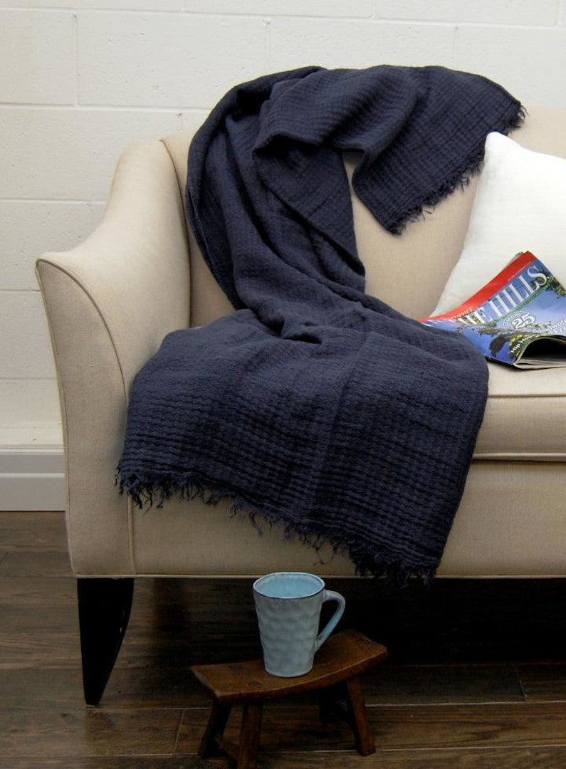 Linen Throw Navy