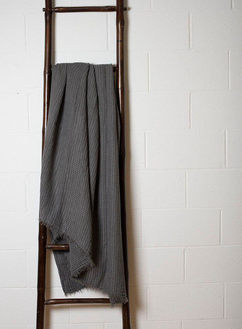 Linen Throw Midnight Grey