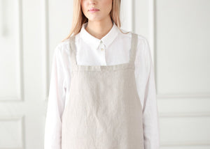 Pinafore Japanese style apron light grey