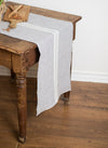 Linen Table Runner Stonewashed Charcoal with white stripes