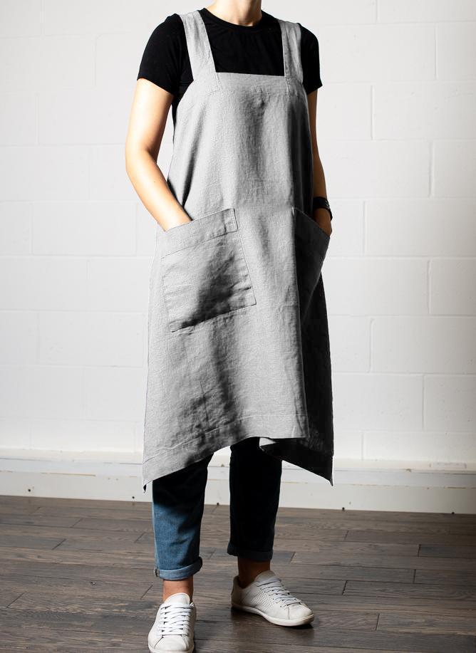 Japanese Apron Light Pale Grey