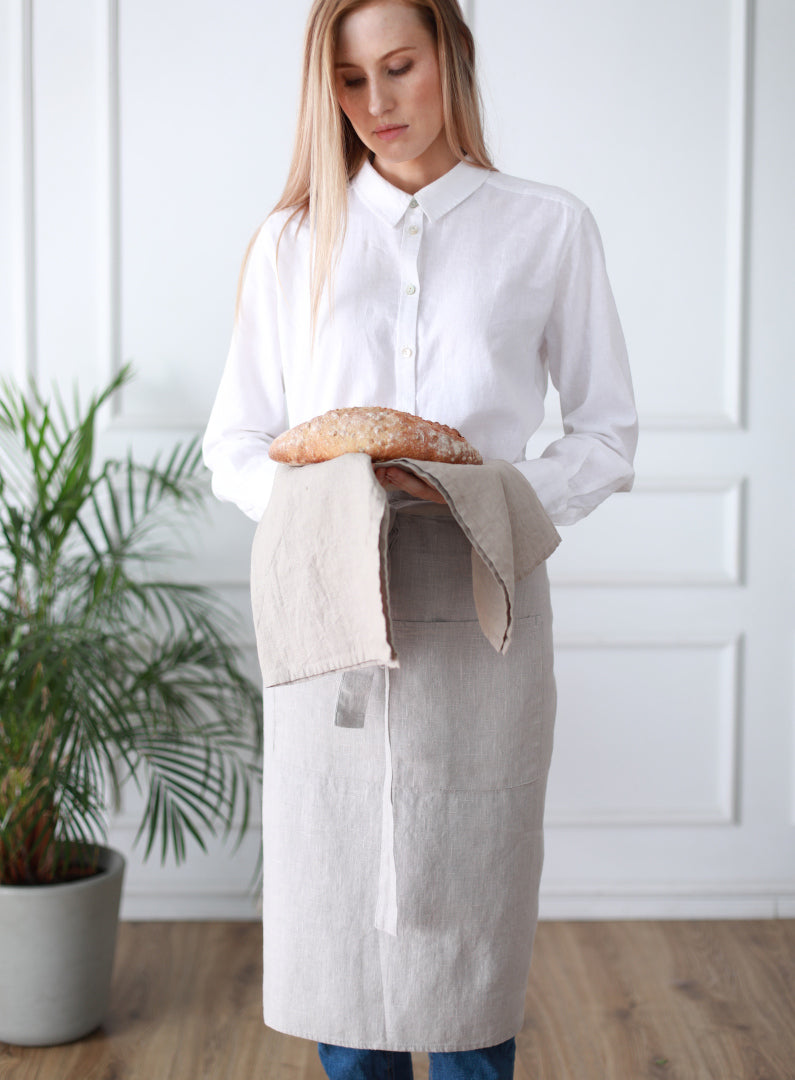 Long Half Apron Light Grey