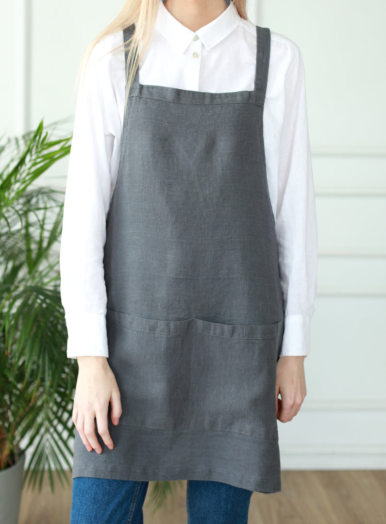 Pinafore Japanese style apron dark grey