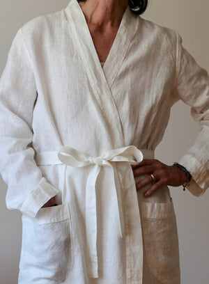 Linen Bathrobe Collete White