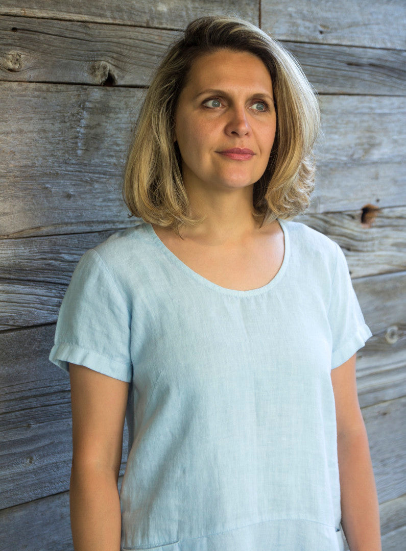 Caroline Light Blue Short Sleeved Dress