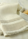 Linen Guest Towels White with Beige Stripe