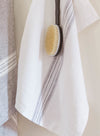 Linen Hand Towels White with Charcoal Stripes