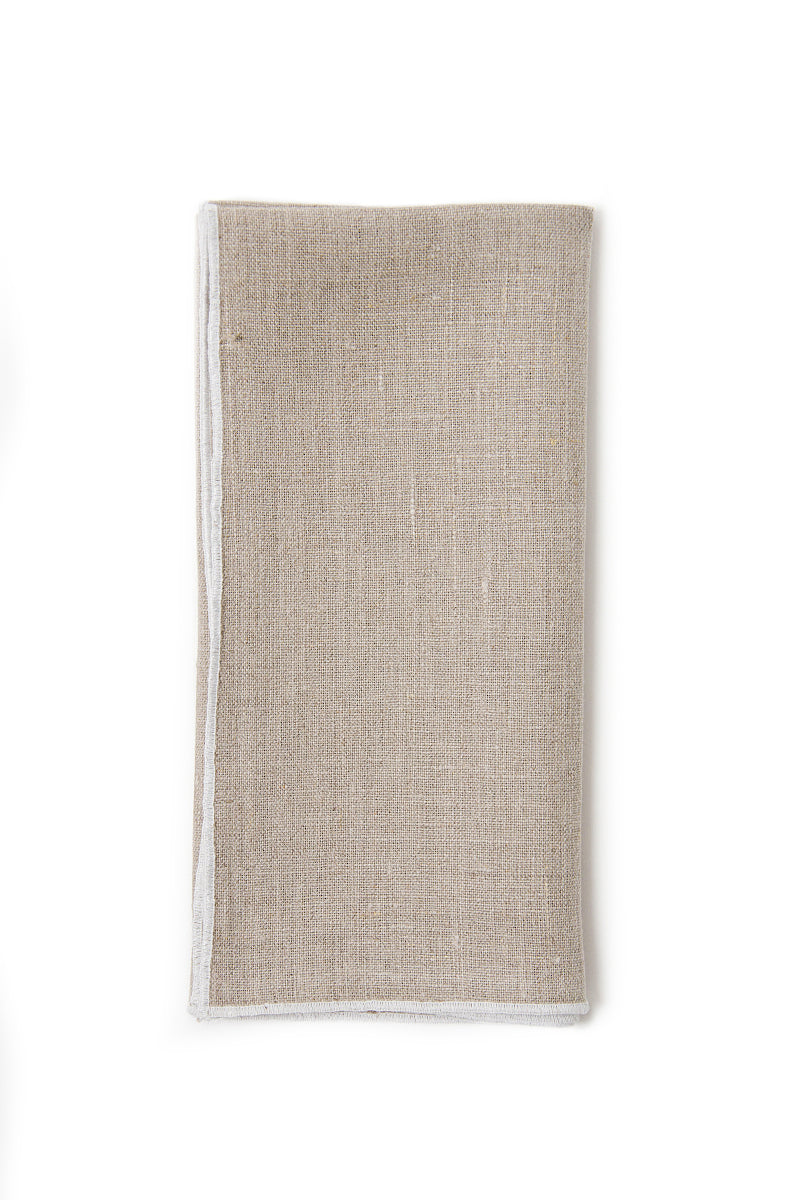 Linen  Napkin Natural with White