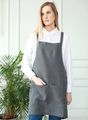 Pinafore Japanese style apron dark grey