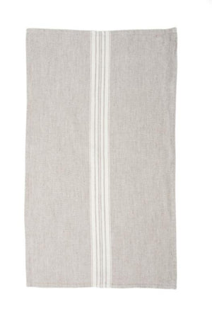 Linen Tea Towels Beige with White Stripes