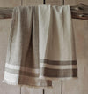 Linen Tea Towels Rustic White & Beige stripe