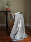 Linen Throw Charcoal with White Stripes