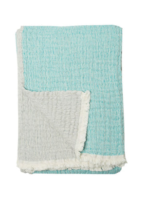Cotton Throw in Pool Blue Grey