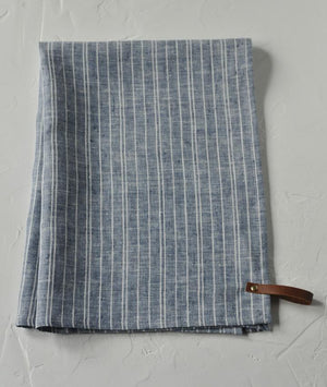 Linen Tea Towels Denim with White Stripes