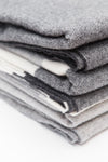 Cashmere Throw Pale Grey Herringbone