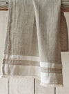 Linen Guest Towels Beige with White stripe