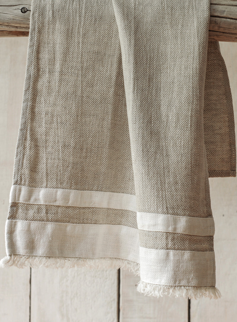 Linen Tea Towels Beige with White stripe