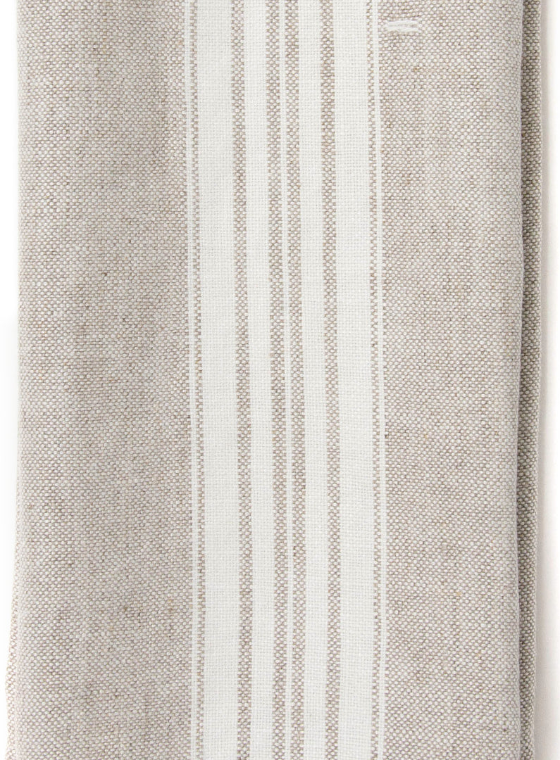Linen Washcloth Beige with White Stripes