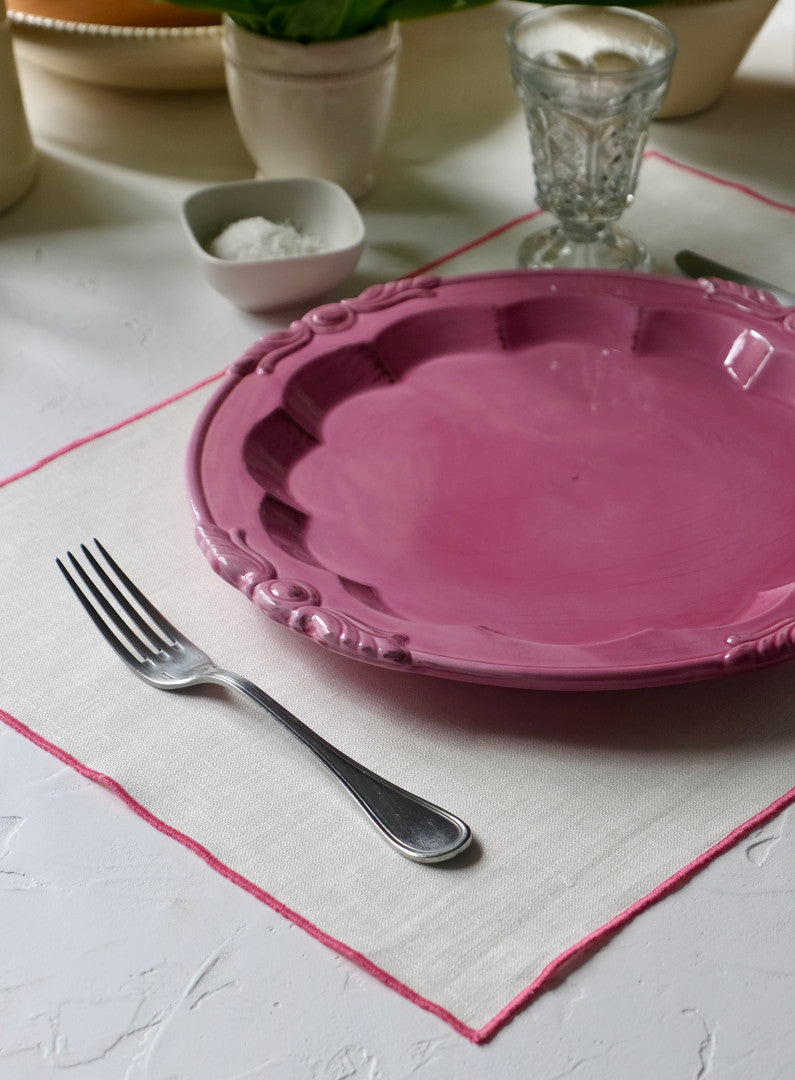 Linen Placemats Off-white with pink