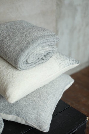 Alpaca Throw in Light Grey & Ivory